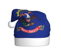 LEVNDIEJ Chapeau de Père Noël pour adulte avec drapeau du Dakota du Nord - Unisexe - Chapeau de Noël pour fête de Nouvel An