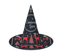 LEVNDIEJ Chapeau de sorcière avec imprimé joyeux Noël pour Halloween, costume de sorcière, accessoire pour femme