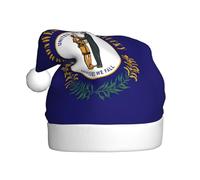 LEVNDIEJ Chapeaux de Père Noël avec drapeau de l'État du Kentucky pour adulte, chapeau de Noël, chapeau de Noël unisexe pour fête du Nouvel An