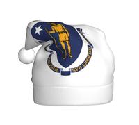 LEVNDIEJ Chapeaux de Père Noël avec drapeau de l'État du Massachusetts pour adulte, chapeau de Noël, chapeau de Noël unisexe pour fête de Nouvel An