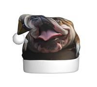 LEVNDIEJ Chapeaux de Père Noël Bulldog anglais amusants, chapeau de Noël, chapeau de Noël unisexe pour fête du Nouvel An