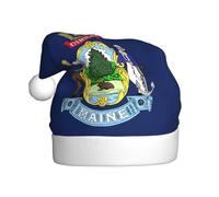 LEVNDIEJ Chapeaux de Père Noël drapeau de l'État du Maine pour adulte, chapeau de Noël, chapeau de Noël unisexe pour fête de Nouvel An