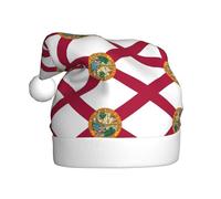 LEVNDIEJ Chapeaux de Père Noël pour adulte avec drapeau de l'État de Floride, chapeau de Noël unisexe pour fête du Nouvel An