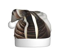 LEVNDIEJ Chapeaux de Père Noël Walrus In The Sea pour adulte, chapeau de Noël, chapeau de Noël unisexe pour fête de Nouvel An
