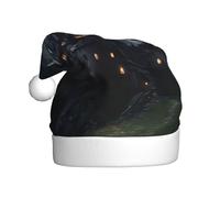 LEVNDIEJ Dark Fairy Tale Castle01 Chapeaux de Père Noël pour adulte, chapeau de Noël, vacances pour unisexe, chapeau de Noël pour fête de Nouvel An