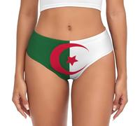 LEVNDIEJ Drapeau de l'Algérie Imprimé Sous-vêtements pour femmes, Slip de bikini pour femme, Culotte hipster pour femme, essentiel au quotidien, noir, Medium