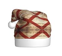 LEVNDIEJ Drapeau de l'État de l'Alabama sur carte postale en bois ancien chapeau de Père Noël pour adulte, chapeau de Noël, chapeau de Noël unisexe pour fête de Nouvel An