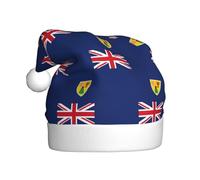 LEVNDIEJ Drapeau des îles Turques et Caïques Chapeaux de Père Noël Adulte, Chapeau de Noël, Vacances pour Unisexe Chapeau de Noël pour Nouvel An Fête festive