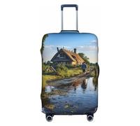 LEVNDIEJ Housse de valise élastique à imprimé rural, idéale pour les voyages d'affaires, Blanc, X-Large
