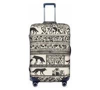 LEVNDIEJ Housse de valise élastique à motif loup Construct04 - Idéale pour les voyages d'affaires, blanc, Large