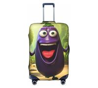 LEVNDIEJ Housse de valise élastique avec imprimé aubergine de dessin animé, parfaite pour les voyages d'affaires, blanc, Small