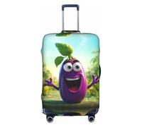 LEVNDIEJ Housse de valise élastique avec imprimé aubergine de dessin animé, parfaite pour les voyages d'affaires, blanc, Large