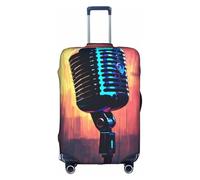 LEVNDIEJ Housse de valise élastique avec microphone et notes de musique - Idéal pour les voyages d'affaires, blanc, Small