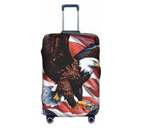 LEVNDIEJ Housse de valise élastique avec motif aigle avec drapeau des États-Unis, parfaite pour les voyages d'affaires, blanc, Small