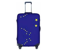 LEVNDIEJ Housse de valise élastique imprimée drapeau de l'Alaska, parfaite pour les voyages d'affaires, blanc, Large