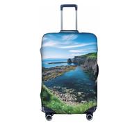 LEVNDIEJ Housse de valise élastique imprimée île de Jeju Corée, parfaite pour les voyages d'affaires, blanc, Large