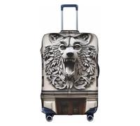 LEVNDIEJ Housse de valise élastique motif loup Building04 - Idéal pour les voyages d'affaires, blanc, Small