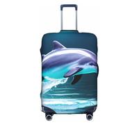 LEVNDIEJ Housse de valise élastique unique avec impression 3D de dauphin, parfaite pour les voyages d'affaires, blanc, X-Large
