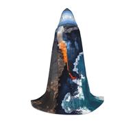 LEVNDIEJ Kilauea - Cape à capuche avec imprimé volcans pour homme et femme, costume médiéval pour Halloween, bal masqué, cosplay, noir, Medium