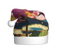 LEVNDIEJ Lotus Flowers Chapeaux de Père Noël pour adulte, chapeau de Noël, chapeau de Noël unisexe pour fête de Nouvel An