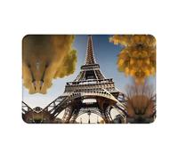 LEVNDIEJ Paillasson de bienvenue avec imprimé paysage urbain Paris Tour Eiffel France Paillasson extérieur Paillasson intérieur Tapis de sol pour porte avant arrière Garage