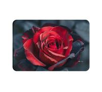 LEVNDIEJ Paillasson de bienvenue avec imprimé rose rouge et noir - Pour porte avant et arrière, garage