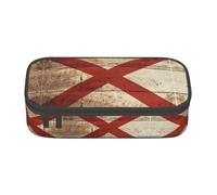 LEVNDIEJ Trousse à crayons de grande capacité avec drapeau de l'État de l'Alabama sur grain de bois ancien imprimé carte postale pour le travail, les voyages