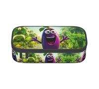 LEVNDIEJ Trousse à crayons de grande capacité avec imprimé aubergine de dessin animé pour le travail, les voyages