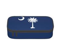 LEVNDIEJ Trousse à crayons de grande capacité avec imprimé drapeau de la Caroline du Sud pour le travail, les voyages