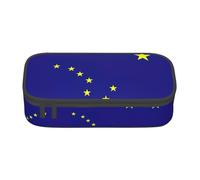 LEVNDIEJ Trousse à crayons de grande capacité avec imprimé drapeau de l'État de l'Alaska - Trousse à crayons pour le travail, les voyages