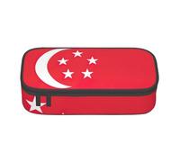 LEVNDIEJ Trousse à crayons de grande capacité avec imprimé drapeau de Singapour pour le travail, les voyages