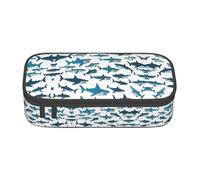 LEVNDIEJ Trousse à crayons de grande capacité avec motif requin avec différents gestes imprimés, trousse à crayons pour l'université, le travail, les voyages