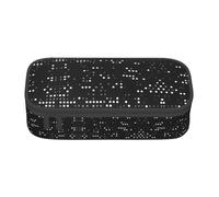 LEVNDIEJ Trousse à crayons ronde noire de grande capacité avec imprimé à pois pour l'université, le travail, les voyages