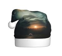 LEVNDIEJ Ufo At Night Chapeaux de Père Noël pour adulte, chapeau de Noël, chapeau de Noël unisexe pour fête du Nouvel An