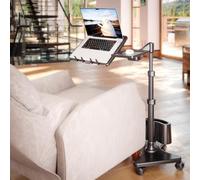 LEVO G2-801 Support Roulant pour Ordinateur Portable avec Plateau de Souris - Design élégant en métal et Noir pour Un Informatique Mobile Confortable - Réglage de la Hauteur, pivotant à 360° et