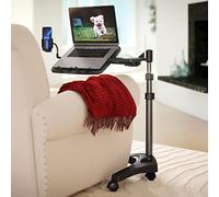 LEVO G2 V16 Support de poste de travail à roulettes pour ordinateur portable avec plateau de souris et support de téléphone pour lit, canapé inclinable ou chaise, bureau mobile réglable pour bureau à