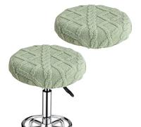 Levoberg 2 Pièces Housse de Tabouret Rond Extensible en Velours Epais Couverture Chaise Ronde Lavable Housse de Tabouret Rotatif de Bar pour Cuisine Maison Bureau 30-36cm Vert Clair