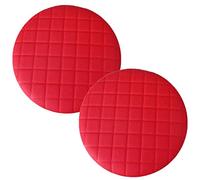 Levoberg 2 Pièces Housse Tabouret Rond Bar en Cuir Artificiel à Carreaux 40cm Rouge