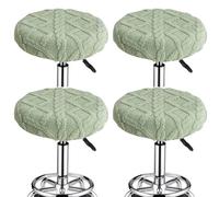 Levoberg 4 Pièces Housse de Tabouret Rond Extensible en Velours Epais Couverture Chaise Ronde Lavable Housse de Tabouret Rotatif de Bar pour Cuisine Maison Bureau 30-36cm Vert Clair