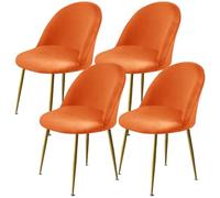 Levoberg Housse de Chaise Salle à Manger Scandinave Extensible en Velours Housse Chaise Dossier Arrondi Elastique Couverture de Chaise Scandinave pour Maison Mariage Hôtel 4 Piècess Orange