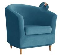 Levoberg Housse de Fauteuil Cabriolet 2 Pièce Velours Housse Fauteuil Tullsta Extensible Couverture Canapé 1 Place Housse Chaise de Baignoire avec Housse de Coussin pour Salon Hôtel Bleu de Paon