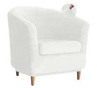 Levoberg Housse de Fauteuil Cabriolet 2 Pièce Velours Housse Fauteuil Tullsta Extensible Couverture Canapé 1 Place Housse Chaise de Baignoire avec Housse de Coussin pour Salon Hôtel Blanc
