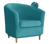 Levoberg Housse de Fauteuil Cabriolet 2 Pièce Velours Housse Fauteuil Tullsta Extensible Couverture Canapé 1 Place Housse Chaise de Baignoire avec Housse de Coussin pour Salon Hôtel Bleu Turquoise