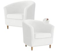 Levoberg Housse de Fauteuil Cabriolet 2 Pièce Velours Housse Fauteuil Tullsta Extensible Couverture Canapé 1 Place Housse Chaise de Baignoire avec Housse de Coussin pour Salon Hôtel Blanc