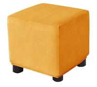 Levoberg Housse de Pouf Carrée en Velours Extensible Housse de Repose-Pieds Carrée Couverture Ottoman Pouf Cube Protecteur Coffre de Rangement M Jaune