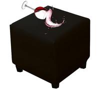Levoberg Housse de Pouf Carrée Imperméable en PU Housse de Repose-Pieds Carrée Extensible Couverture Ottoman Coffre de Rangement Carré Lavable en Machine M Noir