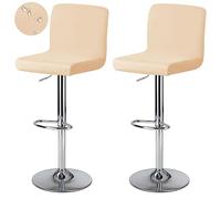Levoberg Housse de Tabouret de Bar avec Dossier Imperméable Housse de Chaise de Salle à Manger Pivotante Couverture de Chaise Haute de Bar Extensible 2 Pièces Beige-Jaune