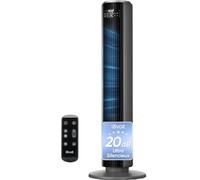 Levoit Ventilateur Colonne Silencieux 20 dB, 12 Vitesses, 4 Modes, Puissance 7,9 m/s, Minuterie 1-12 h, Télécommande & LED, Oscillation 90°, Mode Nuit pour Chambre, 92 cm, Gris