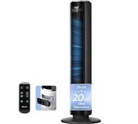 Levoit Ventilateur Colonne Silencieux 20 dB, Moteur DC, Refroidissement Puissant 7.9 m/s, 4 Modes 12 Vitesses, Mode Sommeil Avancé, Oscillation 90°, Télécommande, Minuterie 12 h, Noir, 92 cm