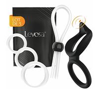 Levosa® Set de 5 anneaux péniens - Cockring + double anneau avec stimulateur clitoridien & boucle de pénis réglable - pour une érection dure et longue
